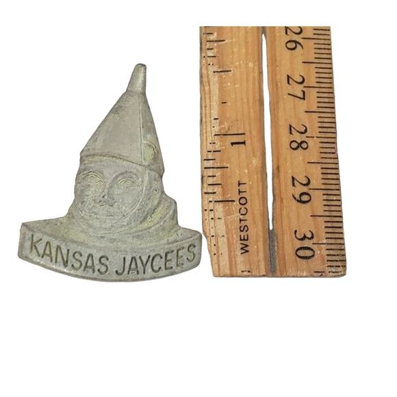 Vintage KANSAS JAYCEES TIN MAN PIN Jay CoPewter Lapel Pin Hat Tie Wizard of Oz - Picture 2 of 5